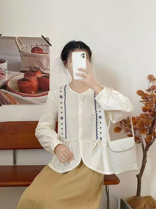 12.12错过没有！清货不退 绣花~【重工刺绣小衫】6533秋季新品重工绣花长袖小衫-喜出 商品图0