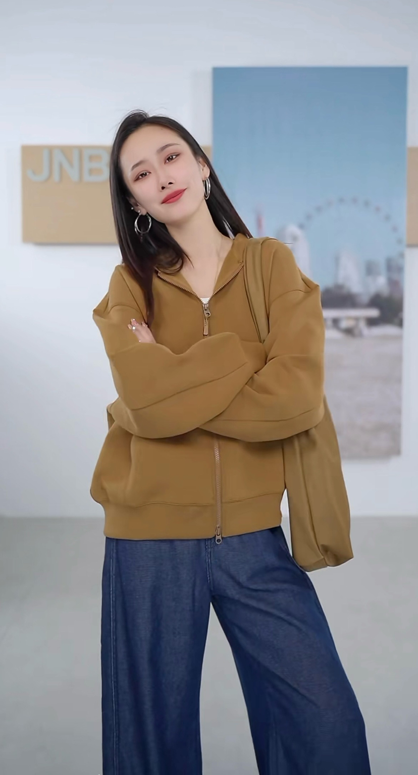 【开放日忙 秒杀价已调 直接拍】JNBY江南布衣 极简慵懒 空气层连帽卫衣 开衫外套