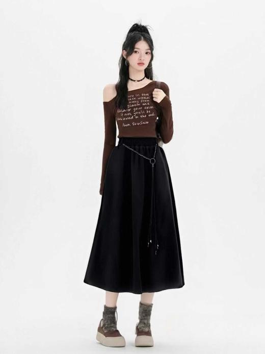 【秋上新】2025新品6935麂皮绒有口袋品质半身裙-喜出 商品图1