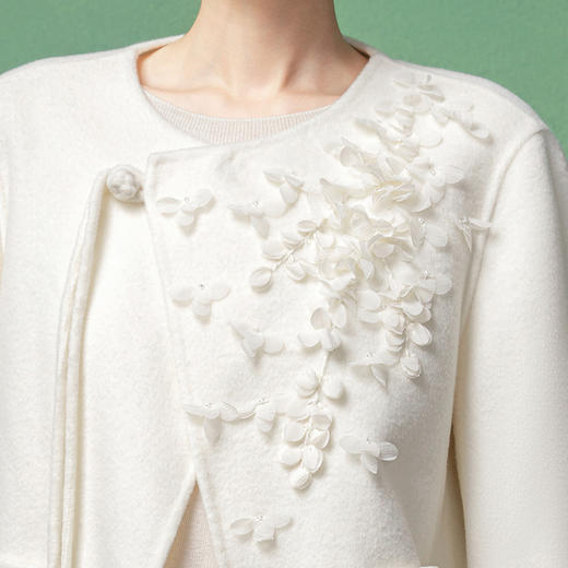 【林栖设计小店】（现货）绵羊毛双面呢手工钉花2025秋冬新款外套女1954069 商品图3