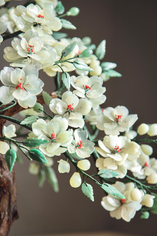 【已售】独角鹿西洋古董20世纪中国出品卷枝花卉纹景泰蓝盆装饰「素洁海棠」珍宝像生盆景 商品图1