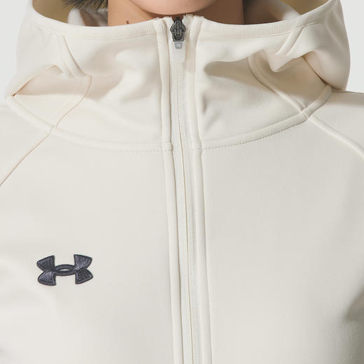 安德玛团队 女款珍珠白 针织连帽夹克外套 商品图2