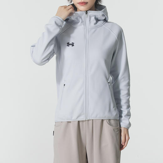 安德玛团队 女款灰色 针织连帽夹克外套 商品图0