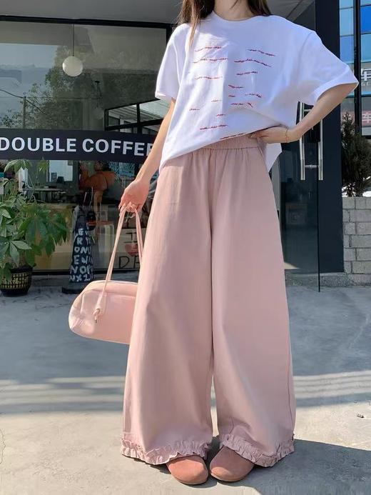 12.12错过没有！清货不退【秋上新】爆款木耳边～8012慵懒风长款休闲宽松秋季新品裤-喜出 商品图6