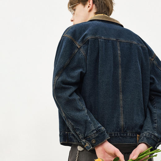 714street复古巴恩风灯芯绒翻领牛仔外套男2025秋季水洗工装夹克 商品图1