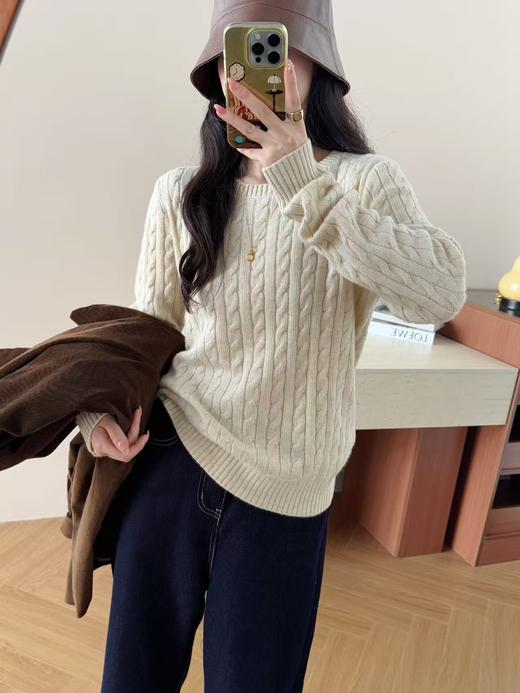 进口澳洲羊毛上羊绒拧花经典毛衣 商品图13