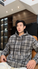 WY1048SDSA男士秋冬新款痞帅男装复古格子连帽卫衣宽松休闲百搭套头上衣 商品缩略图0