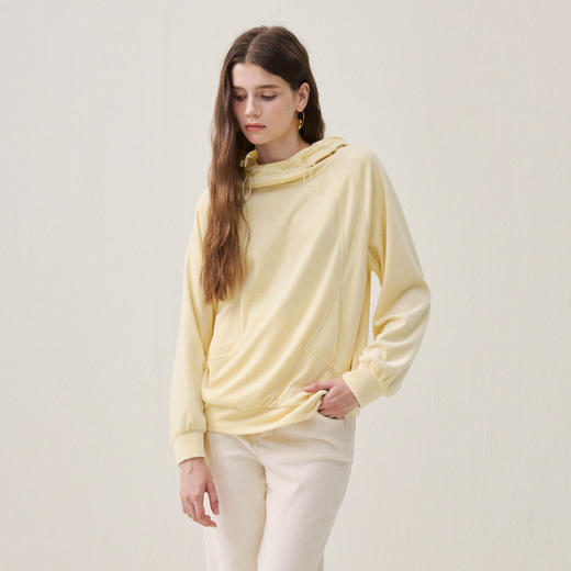 谜底连帽卫衣长袖2025年冬季新品纯色亲肤百搭中长款女254MV1652 商品图1