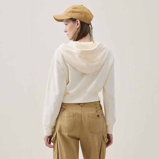 谜底连帽卫衣开衫长袖2025冬季新品飞鸟刺绣柔软厚实女254MV1636 商品图2