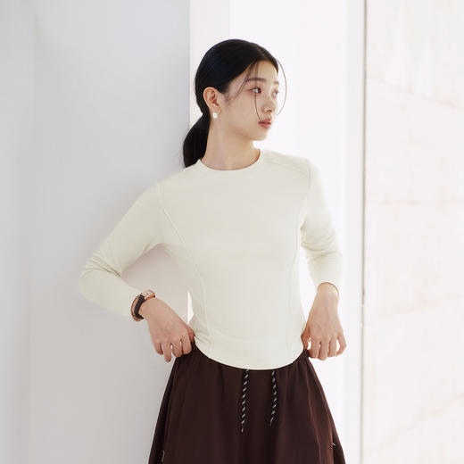 森马长袖T恤女冬鱼骨分割上衣正肩修身纯色2025新款显瘦软糯衣服 商品图2