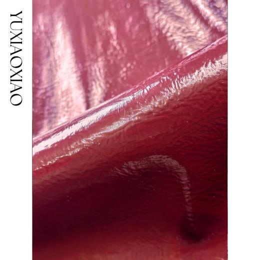 余潇潇【曼哈顿酒会】性感前侧开衩包臀直筒长版皮裙搭配同色系腰带 商品图2