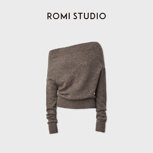 ROMI STUDIO“温柔已至”羊驼毛秋冬一字领软糯毛织上衣RWCASZ4684 商品图1