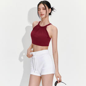 跃牌【周游世界】秋冬新款显瘦褶皱挂脖内衣防震跑步高强度支撑运动背心BR1645