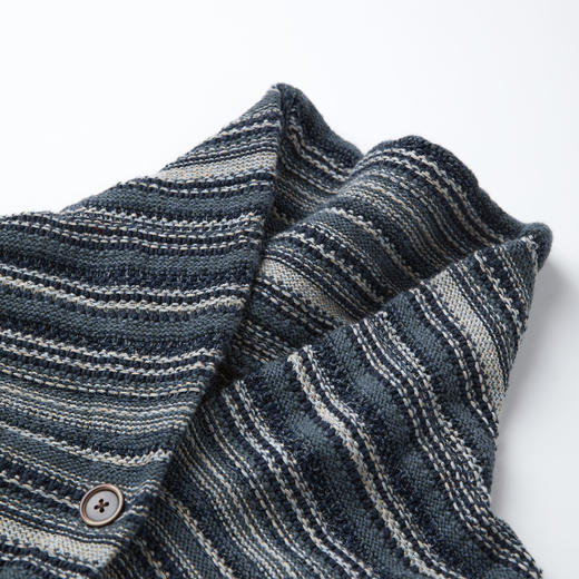 ROMI STUDIO"法风条纹"手工挑边蓝调棉麻复古条纹开衫RWCAST6105 商品图3