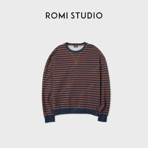 ROMI STUDIO“碰撞规律”德国织机环保棉质条纹套头卫衣RWCAST6249 商品图1