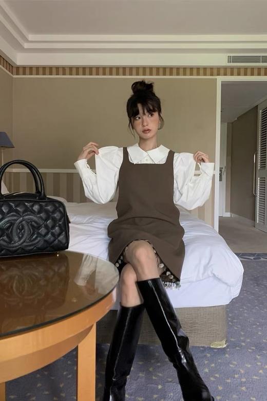 amadella 橄榄绿棕珠串流苏无袖背心连衣裙 18716 商品图3