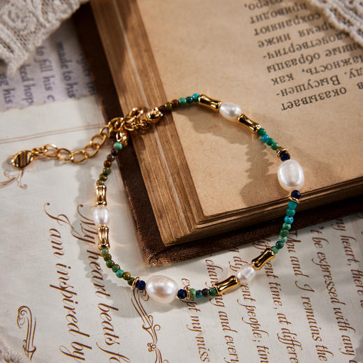 Manreya玛芮雅“焦糖森林”绿松石珍珠项链项链、手链|绿松，珍珠，银镀金 商品图9