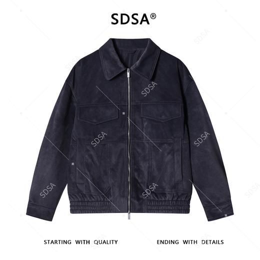 8702SDSA秋冬新款痞帅男装美式绒面纯色压线拉链翻领夹克外套时尚休闲 商品图1