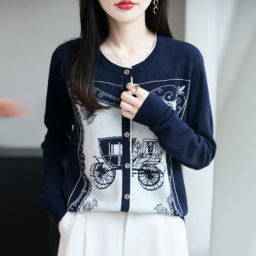 马车提花针织打底衫，洋气女装毛衣CC-XIX-TN112 商品图1