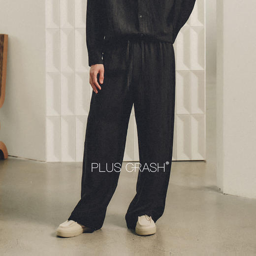 PLUS CRASH秋季老钱风雅痞老钱风松弛感纯色长袖衬衫休闲长裤 商品图2