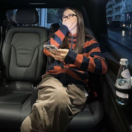 ROMI STUDIO“秋日絮语”7针绵羊毛双面条纹橙蓝毛织外套RWCASY5940 商品图0