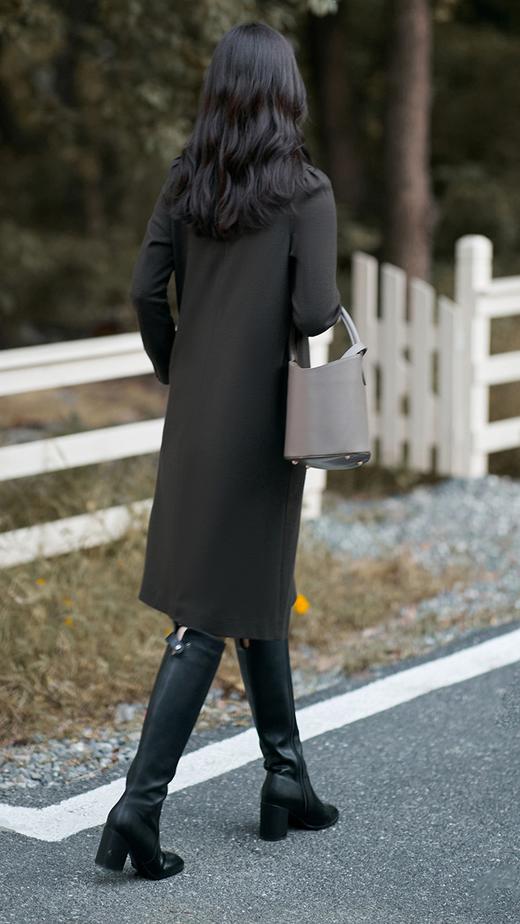 23区日系秋冬季通勤宽松纯羊毛直筒连衣裙V领套头连身裙商场同款 商品图3