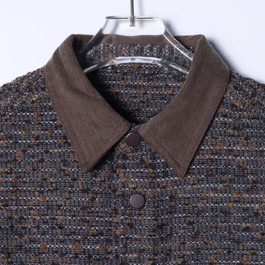 12480SDSA男士秋冬新款痞帅男装潮牌撞色提花口袋翻领长袖衬衫宽松百搭 商品图2