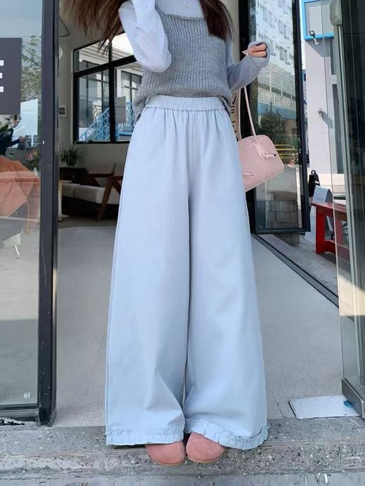 12.12错过没有！清货不退【秋上新】爆款木耳边～8012慵懒风长款休闲宽松秋季新品裤-喜出 商品图3