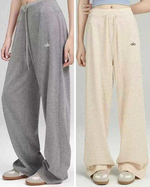 现货 THS-限时 女士 alo 万能搭配 居家外出 软软糯糯糯叽叽慵懒显瘦直筒针织裤  2色 BJ3359 商品图0