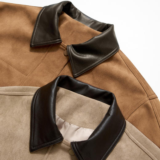 西遇美式复古麂皮外套女秋季新款美拉德撞色翻领休闲夹克外套H0055234 商品图5