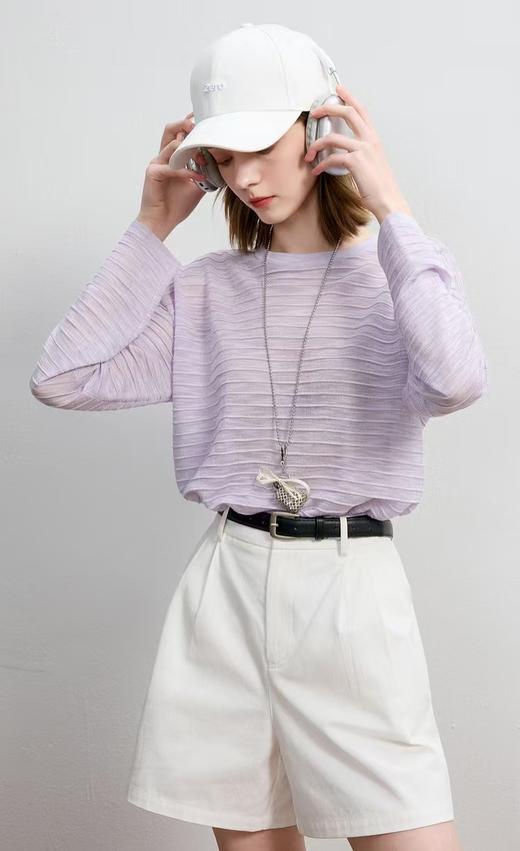 朦胧美妙MOC*同款淡紫天丝亚麻长袖针织衫 商品图8