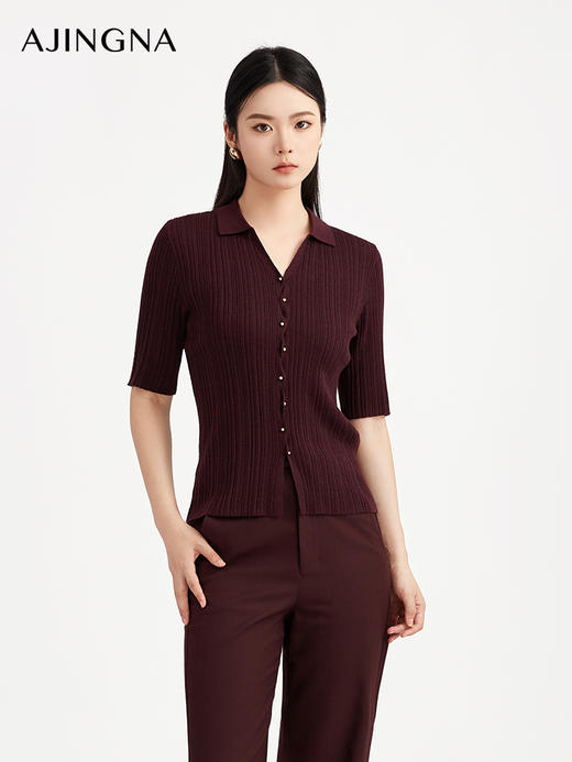 【商场同款】阿菁娜POLO领加门襟钉扣套头毛衫A30Q301009 商品图4