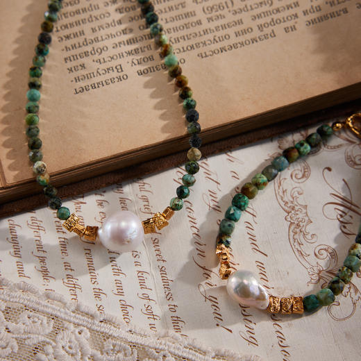 Manreya玛芮雅“苔痕鎏金”巴洛克珍珠绿松石项链、手链|绿松石，巴洛克珍珠 商品图8