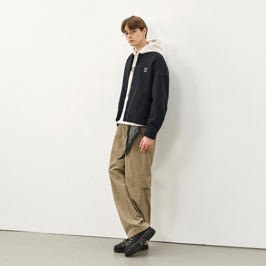 714street日系复古宽松卫衣开衫 2025秋冬款潮牌羊羔绒夹克外套男 商品图3