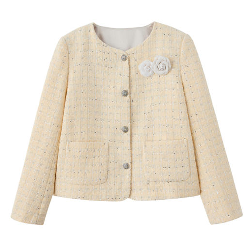 HR YJLY8620气质简约小香单排扣法式短外套 商品图4