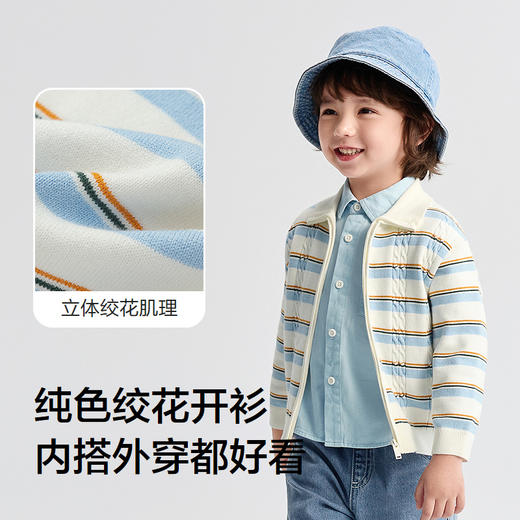 巴拉巴拉balaOne宝宝毛衣男童女童绞花开衫外套2025新款秋装百搭 商品图3