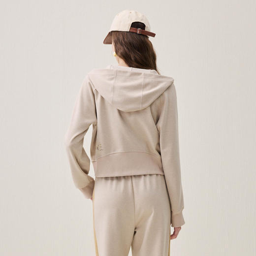 谜底连帽卫衣开衫长袖2025冬季新品柔软双开拉链绣花女254MV1682 商品图2