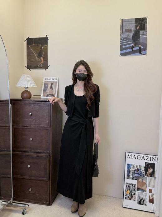 【GZ】无忧购韩版设计感长袖连衣裙新款两件套休闲修身系带长裙8079（截单后3-5天发货） 商品图7