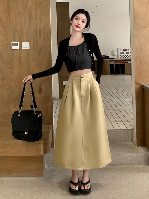 12.12错过没有！清货不退【秋上新】100%棉5383拼色腰头伞裙半身裙-喜出 商品图0