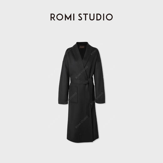 ROMISTUDIO“国王的礼物”100支澳毛细密双面呢黑大衣RWCWWG5647 商品图0