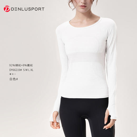 秋冬新款瑜伽服长袖DY66219#经典款圆领长T 商品图3