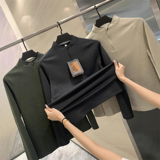 户外机能！透气弹力空气层！2025秋季男士半立领立领打底长袖T恤！ 商品图1