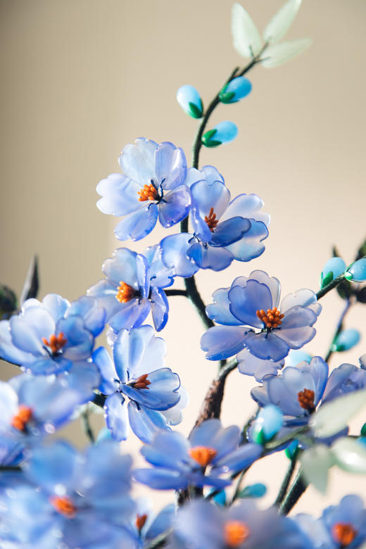 【已售】独角鹿西洋古董20世纪中国出品宝相花纹景泰蓝盆装饰「紫韵海棠」珍宝像生盆景 商品图3