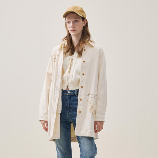 谜底牛仔连衣裙长袖2025年冬季新品H型磨毛刺绣短裙女254ML1632 商品图0