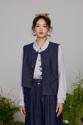 ANSUABEL 文艺设计感牛仔马甲外套 21327