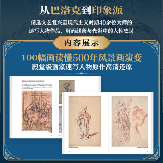 100幅世界名画 速写人物 文艺复兴现代主义艺术史画册画集 巴洛克印象派达芬奇毕加索 附赠手记本贴纸名画卡片和部分高清图 商品图2