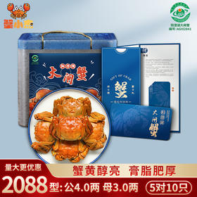 蟹小杰 阳澄湖大闸蟹礼券 2088型公4.0两/只 母3.0两/只 5对10只