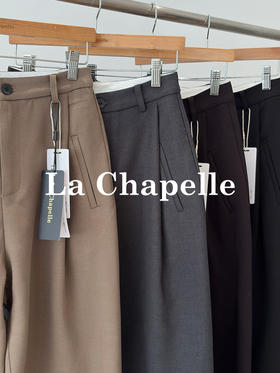 会员福利【绵羊毛+莱赛尔】拉夏贝尔/La Chapelle单扣压褶设计两侧口袋休闲裤舒适百搭
