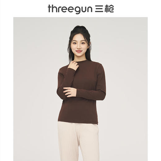 Threegun三枪 【新疆长绒棉】罗纹小圆领女打底衫-24314A011 商品图2