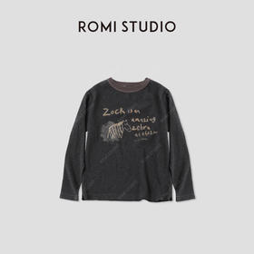 ROMI STUDIO“怀旧复古”全棉亲肤舒适印花圆领长袖T恤 RWCASU5516
